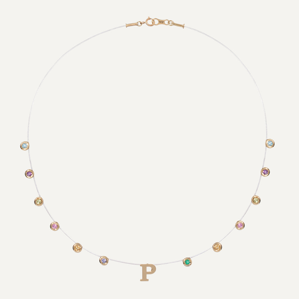 Colar Lola Inicial Colorido Ouro Amarelo