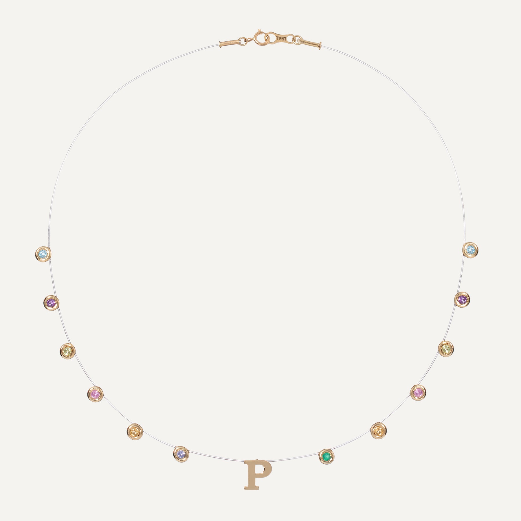 Colar Lola Inicial Colorido Ouro Amarelo