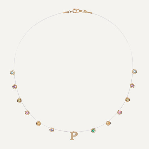Colar Lola Inicial Colorido Ouro Amarelo