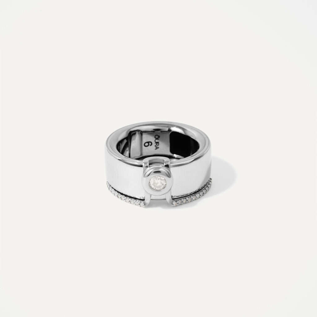 Oura Ring Jacket Ponto de Luz Pavê Ouro Branco