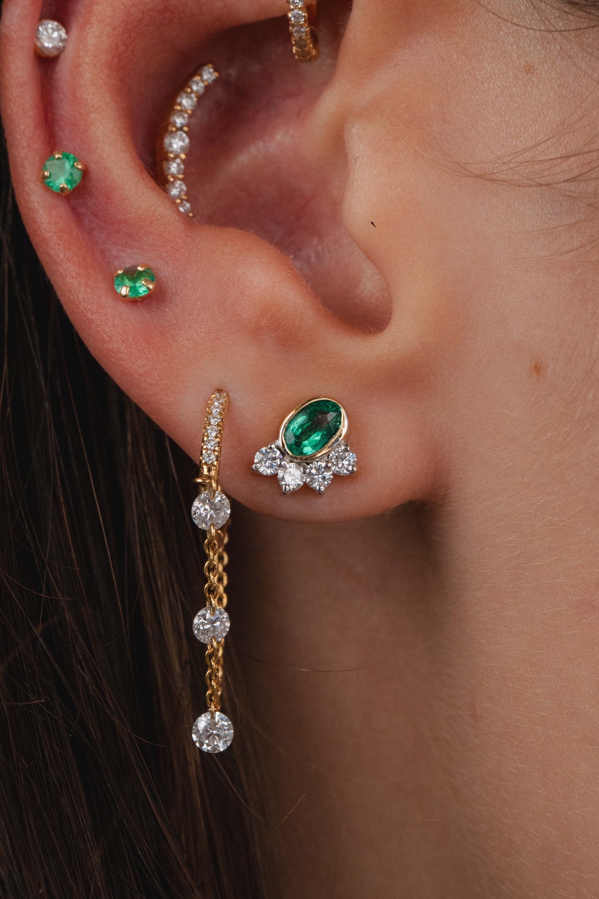 Argola Chain Floating Diamond