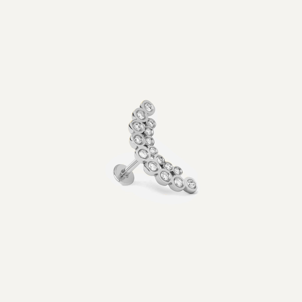 Piercing Trio Cluster Ouro Branco Diamante