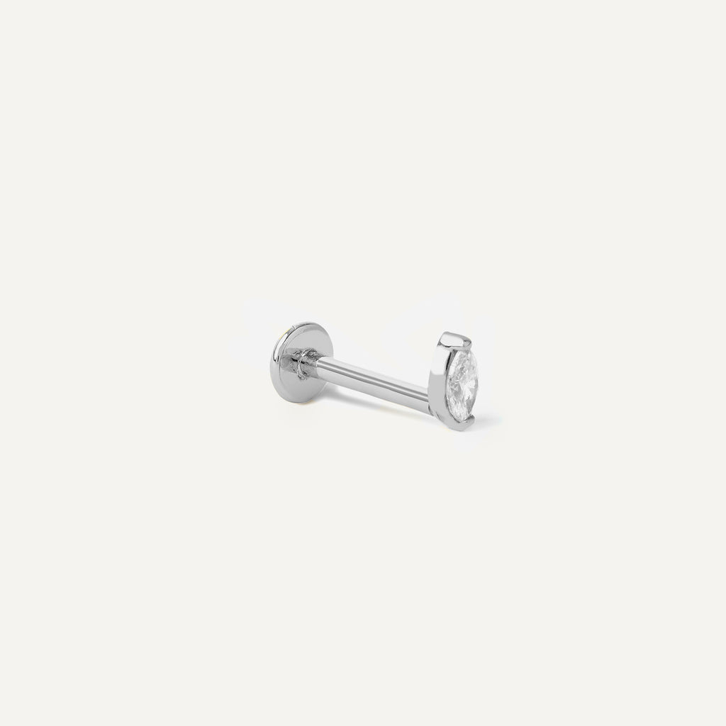 Piercing Mini Navete Ouro Branco