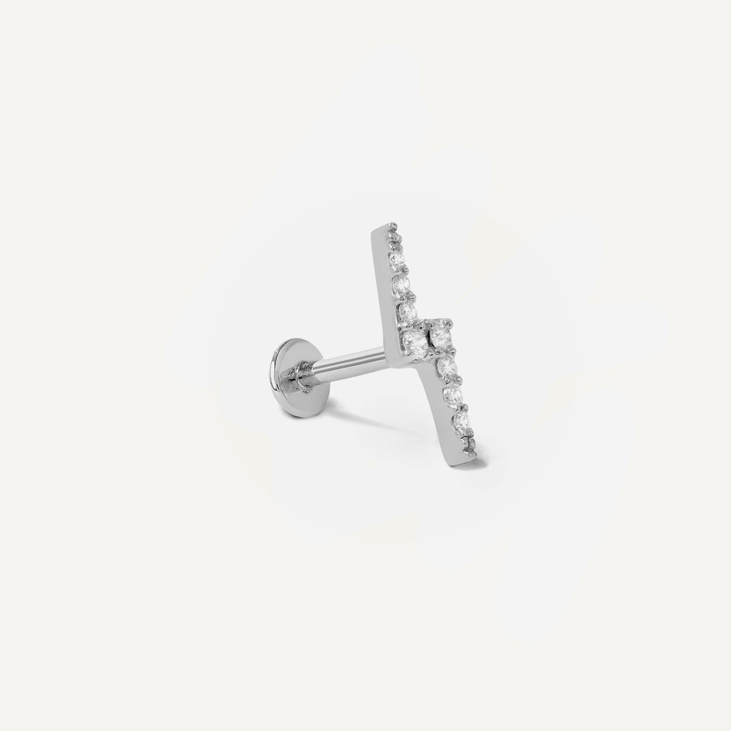 Piercing Raio Pavê G Ouro Branco Diamante