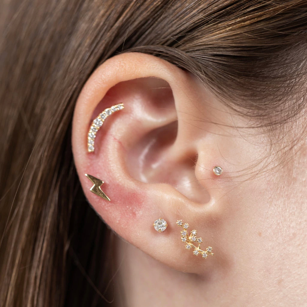 Piercing Ramo Pavê Ouro Amarelo