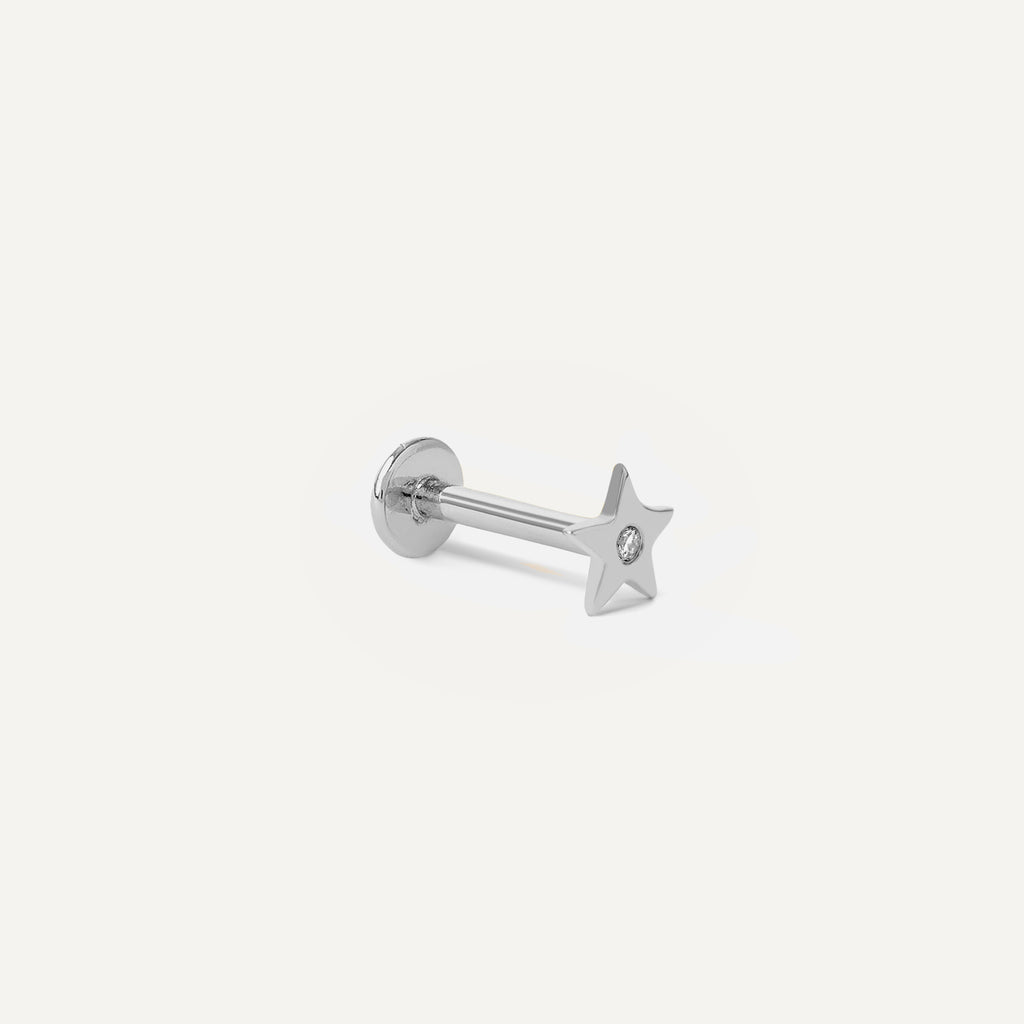Piercing Star Dot Ouro Branco Diamante