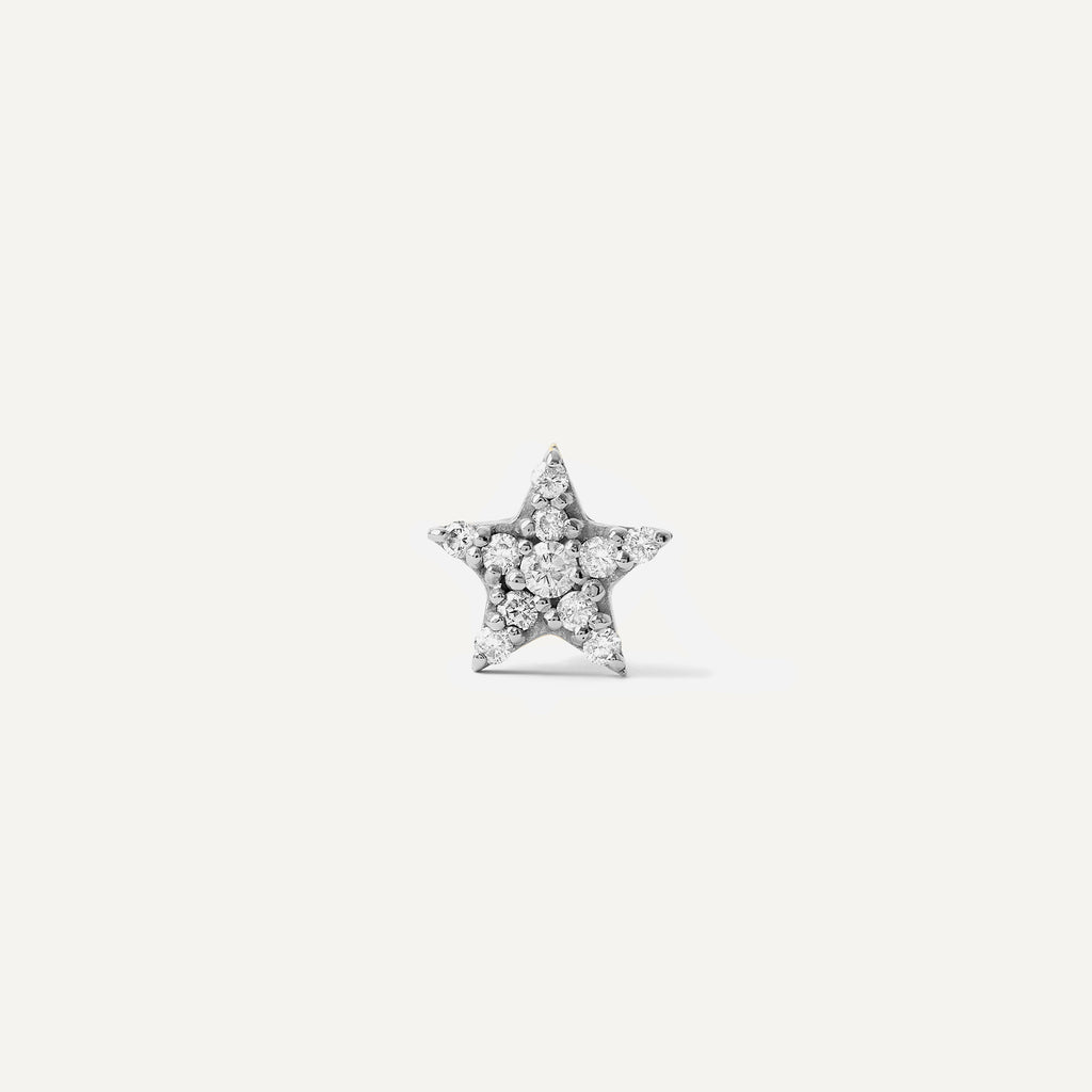 Piercing Star Pavê Ouro Branco Diamante