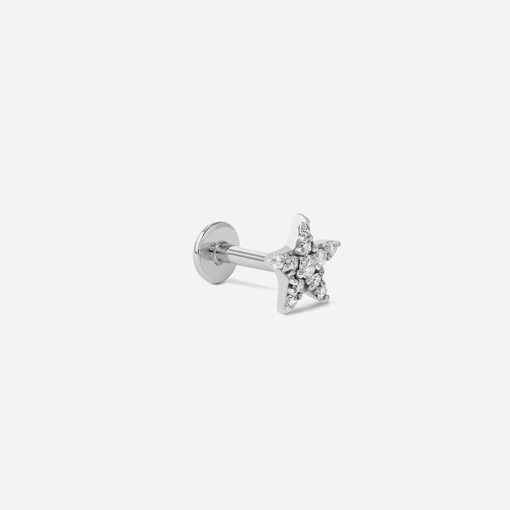 Piercing Star Pavê Ouro Branco Diamante