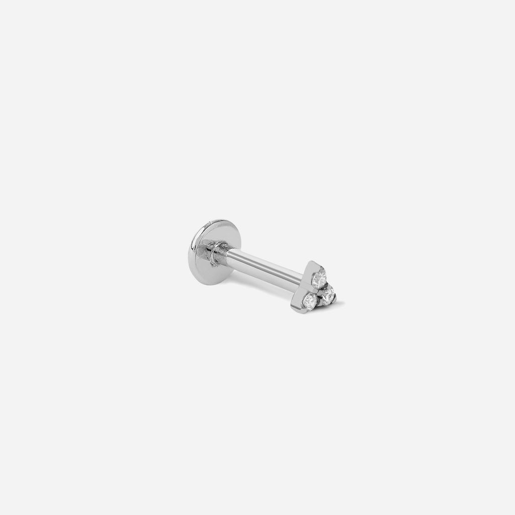 Piercing Trinity Ouro Branco Diamante