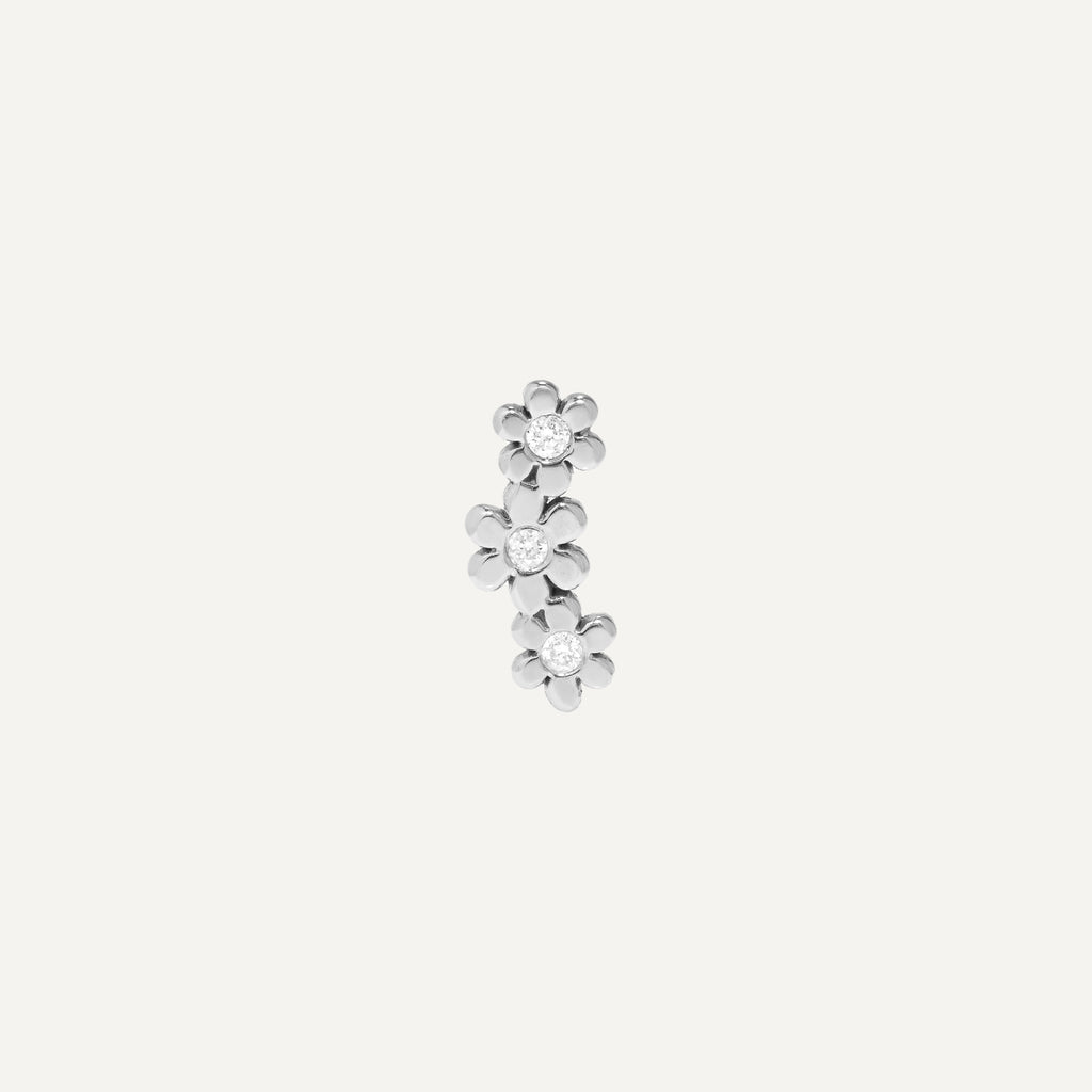Piercing Trio Flower Dot Ouro Branco