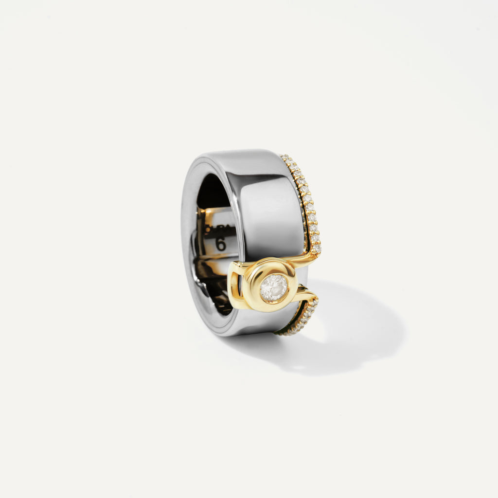 Oura Ring Jacket Ponto de Luz Pavê Ouro Amarelo