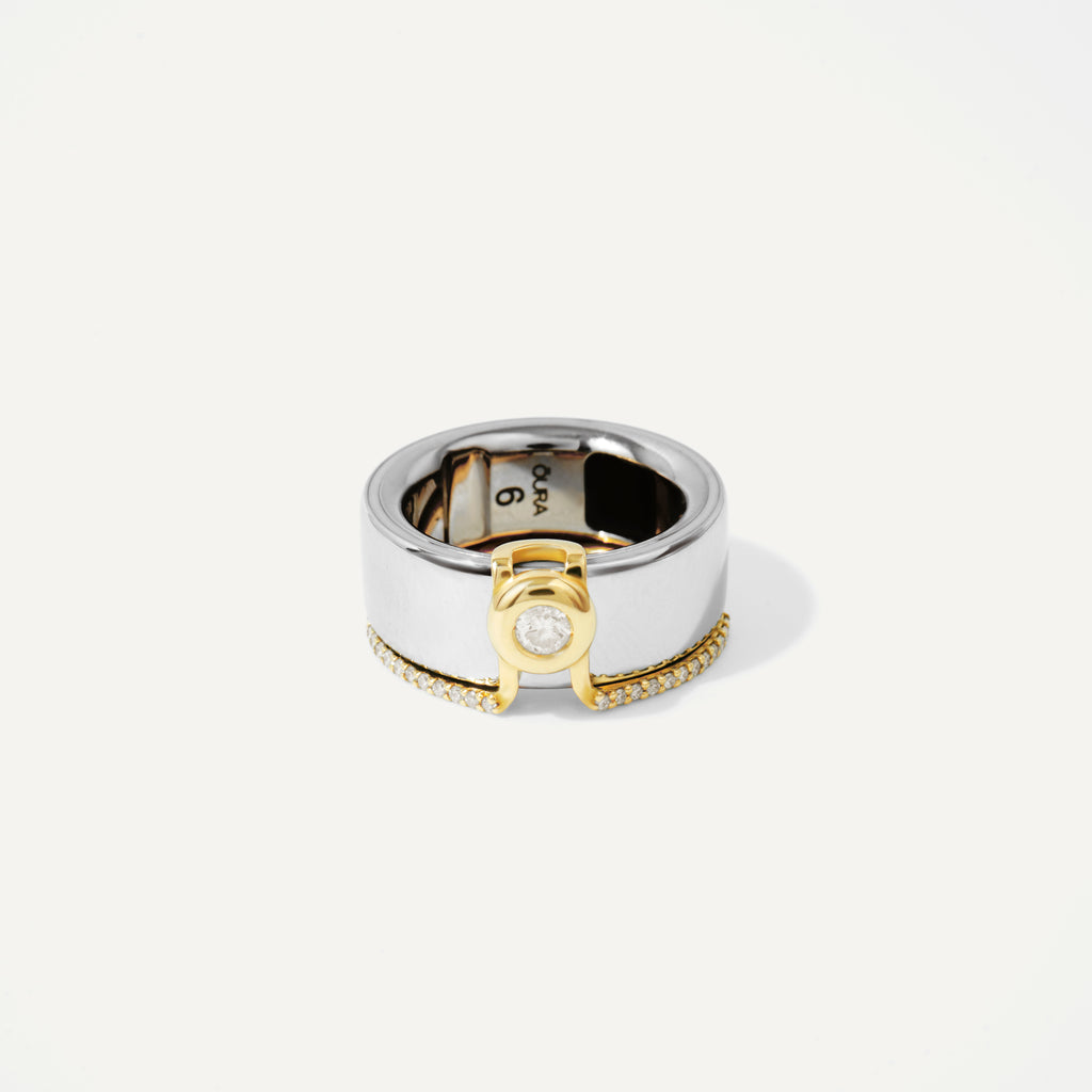 Oura Ring Jacket Ponto de Luz Pavê Ouro Amarelo