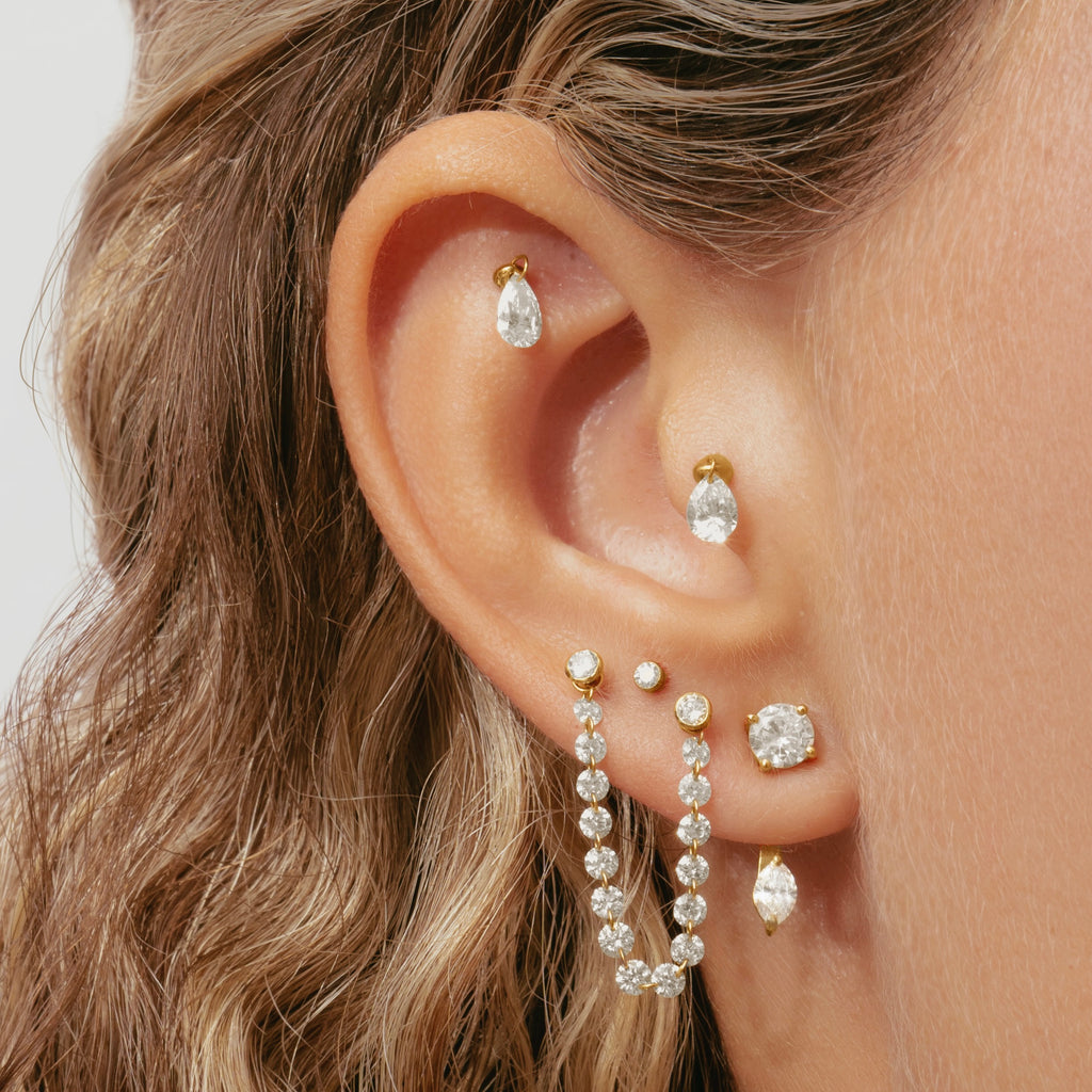 Piercing Floating Gota 5mm Ouro Amarelo