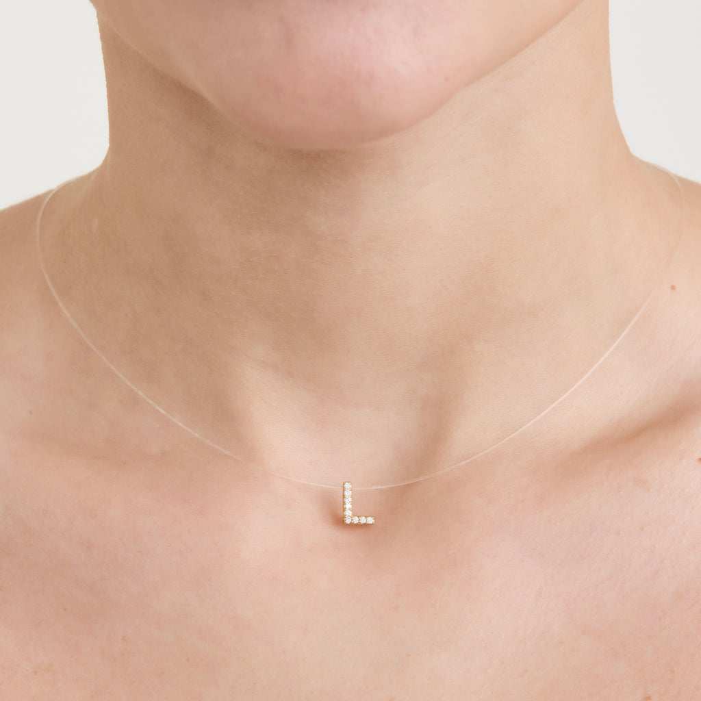 Colar Nylon Inicial Pavê Ouro Amarelo