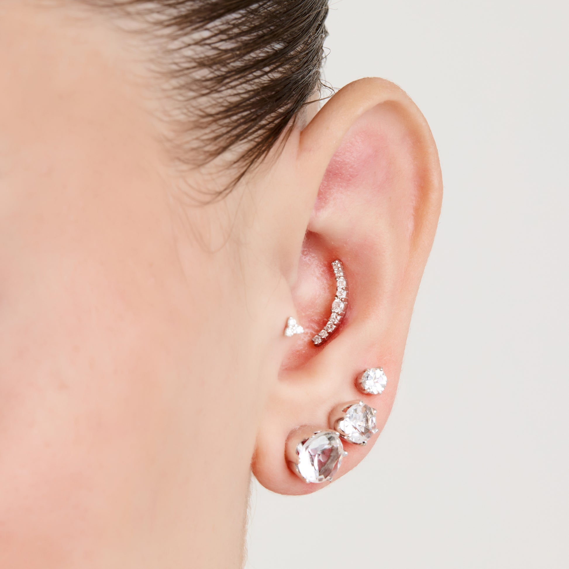 Brinco Solitário Topázio Branco 4mm