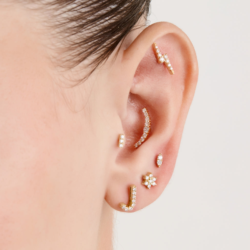 Piercing Raio Pavê G Ouro Amarelo Diamante