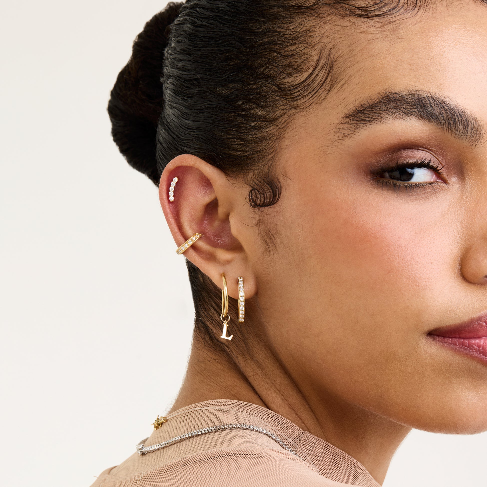 Piercing Argola Twist Pavê Ouro Amarelo