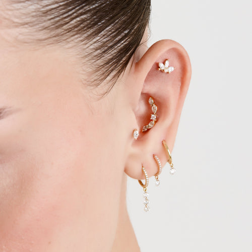 Piercing Mini Navete Ouro Branco