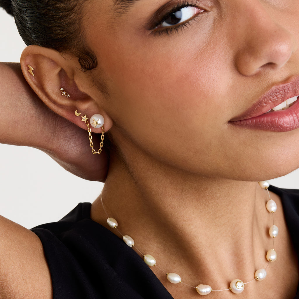 Piercing Star Dot Ouro Branco Diamante