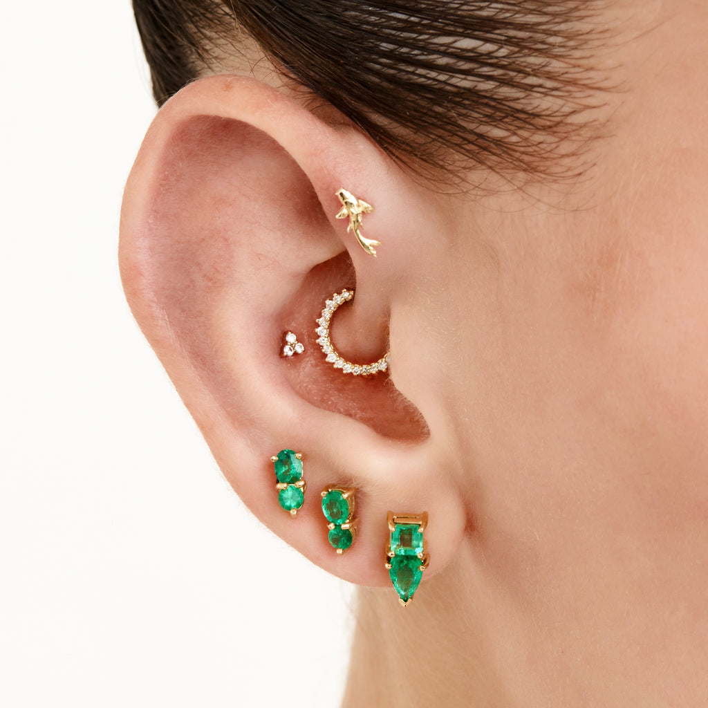 Brinco Duplo Gota Esmeralda