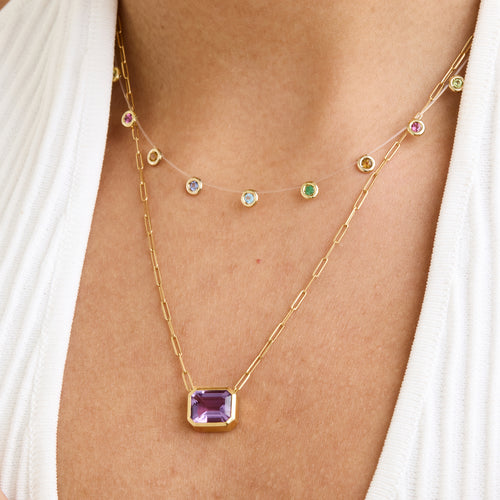 Colar Eight Ametista Ouro Amarelo