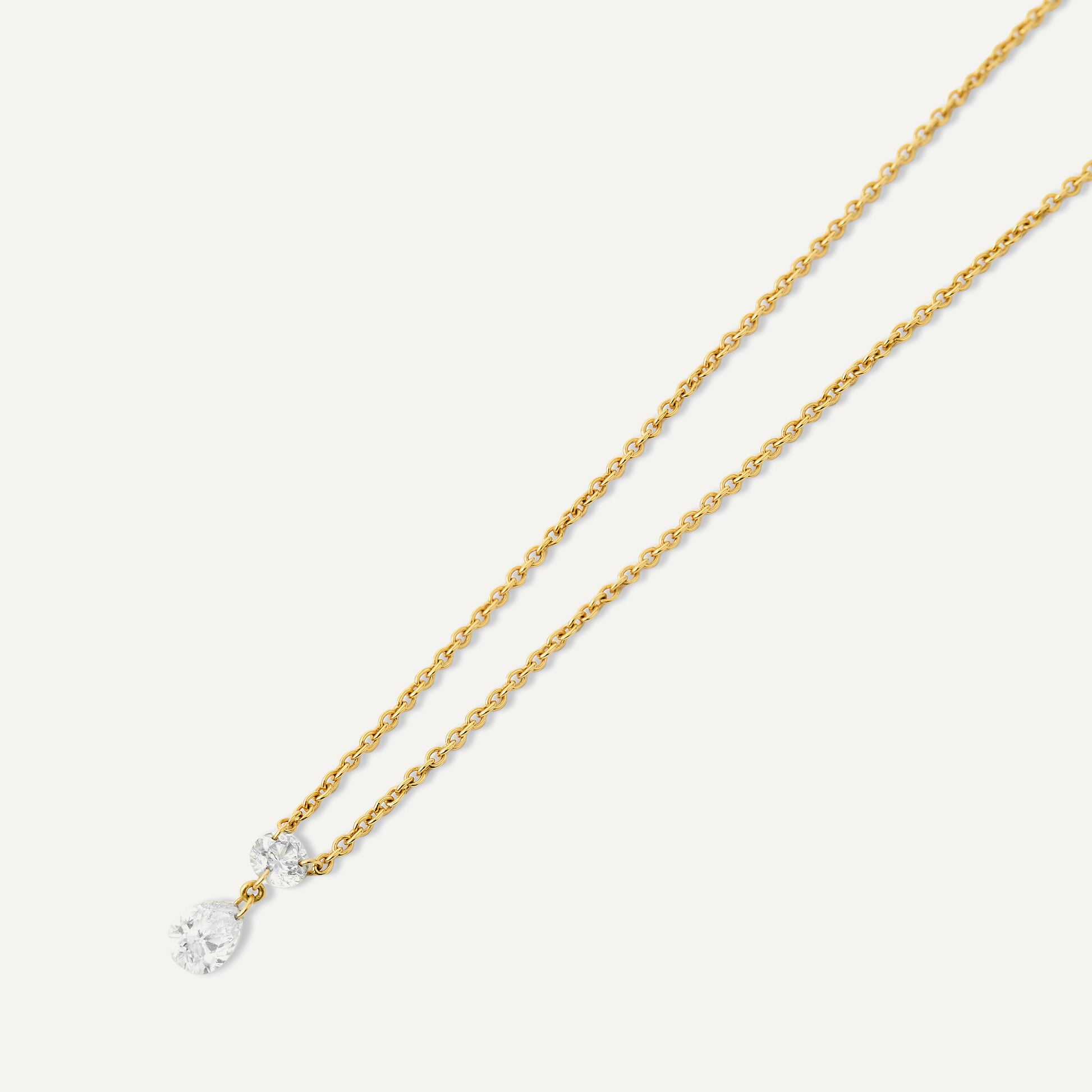 Colar Floating Diamod Duplo Ouro Amarelo