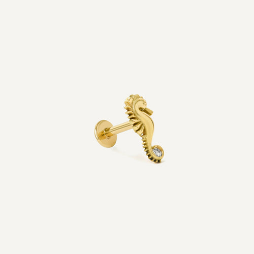 Piercing Cavalo Marinho Dot Ouro Amarelo