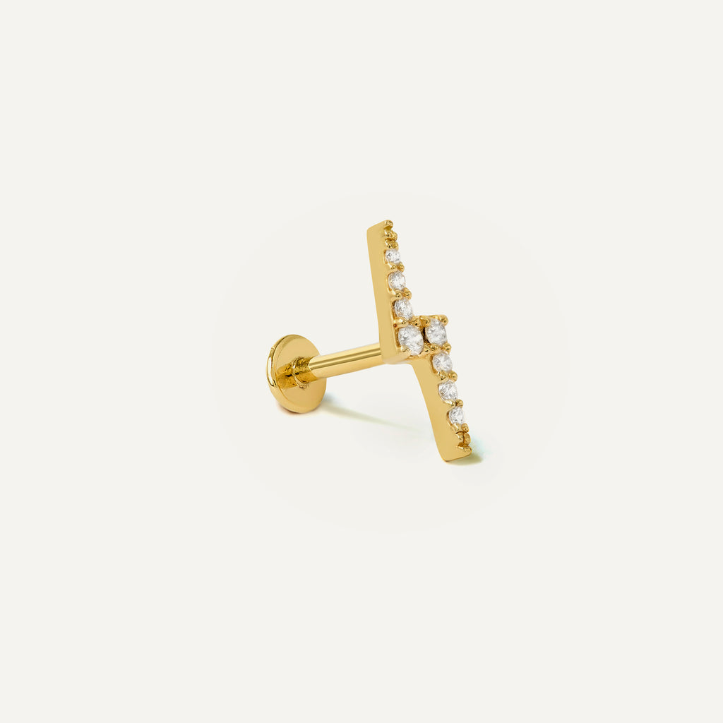 Piercing Raio Pavê G Ouro Amarelo Diamante