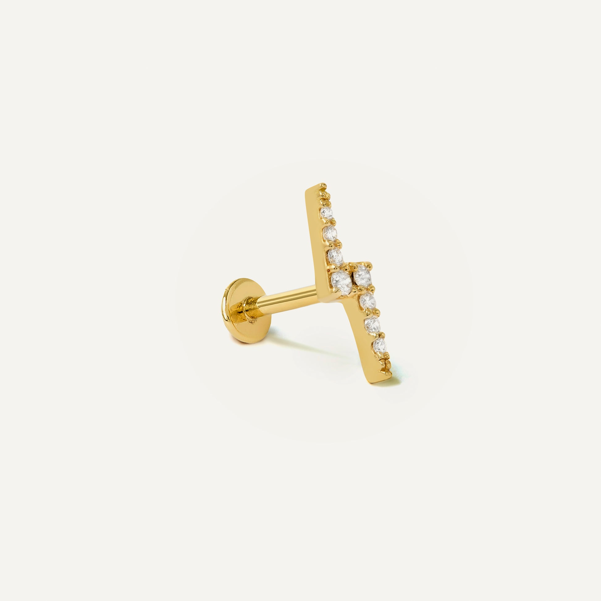 Piercing Raio Pavê G Ouro Amarelo Diamante