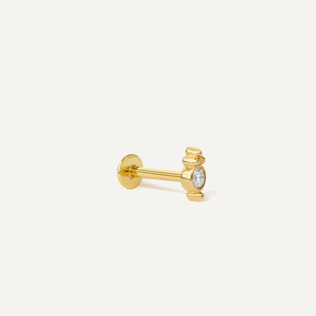 Piercing Shine Ouro Amarelo Diamante