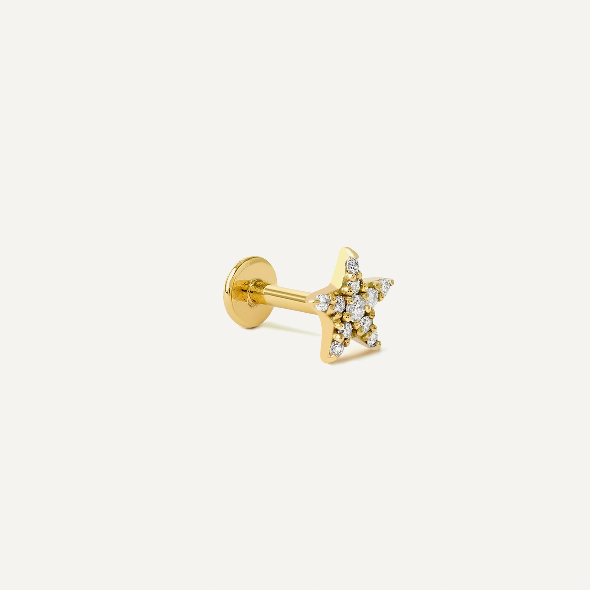 Piercing Star Pavê Ouro Amarelo Diamante