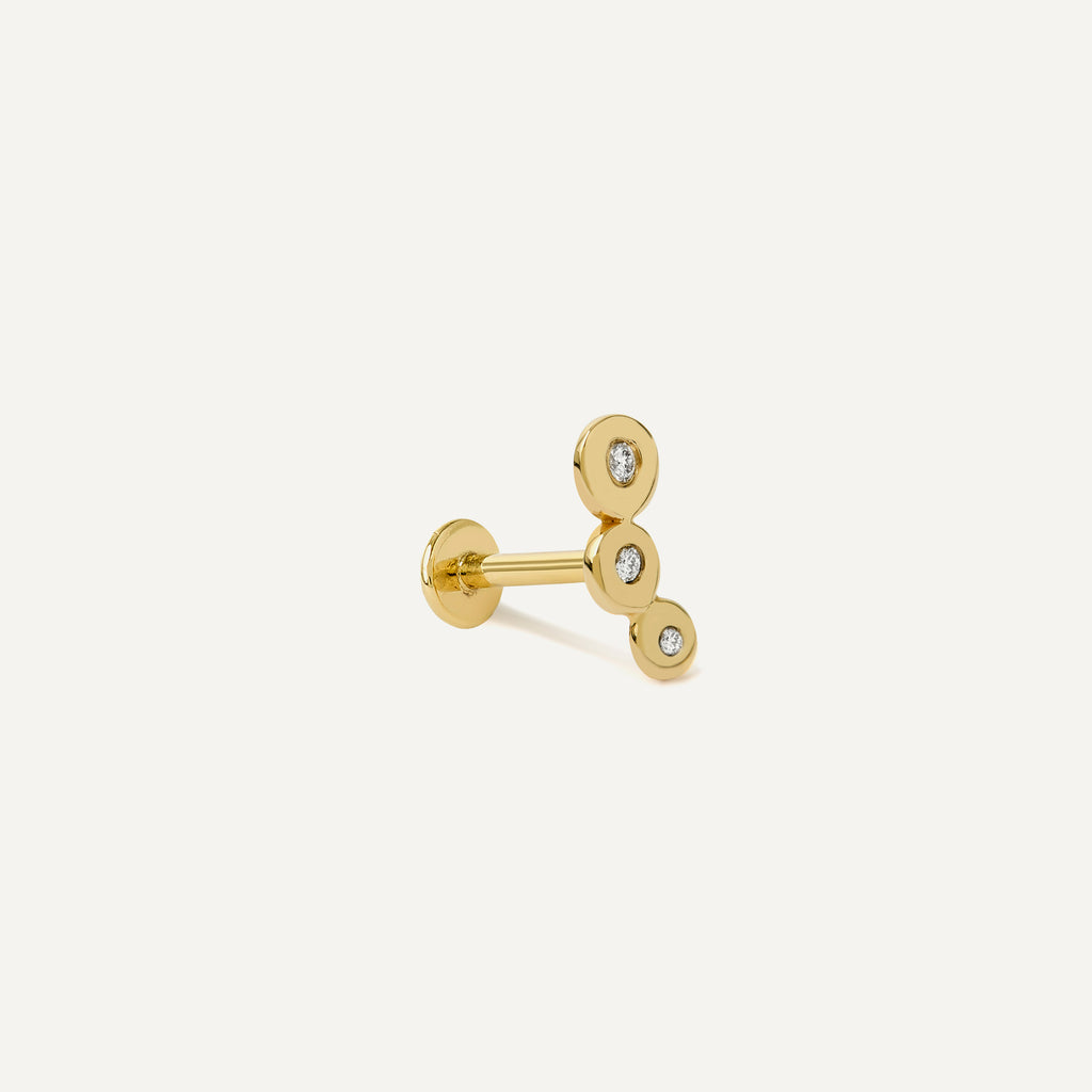 Piercing Trio Circles Dot Ouro Amarelo