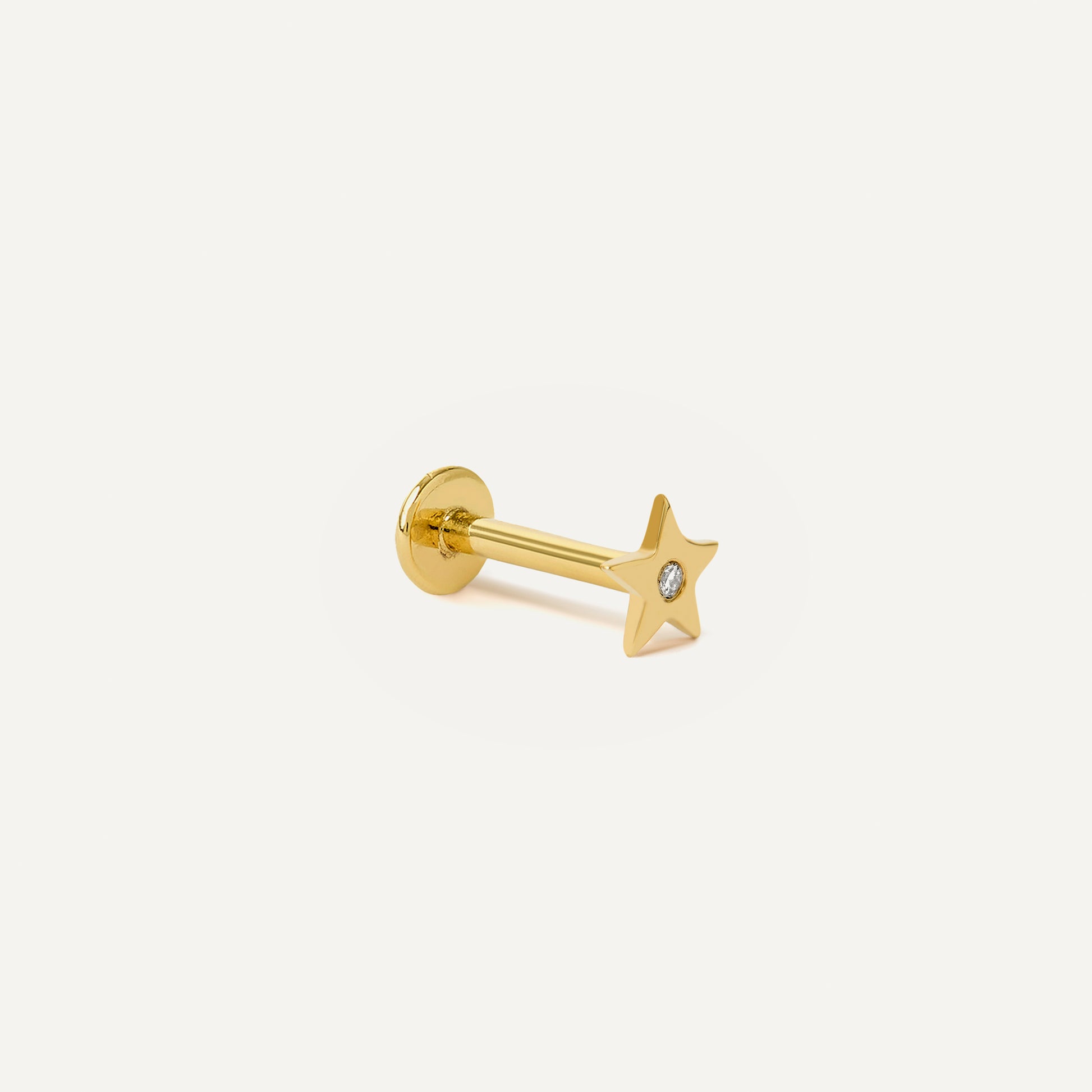 Piercing Star Dot Ouro Amarelo Diamante