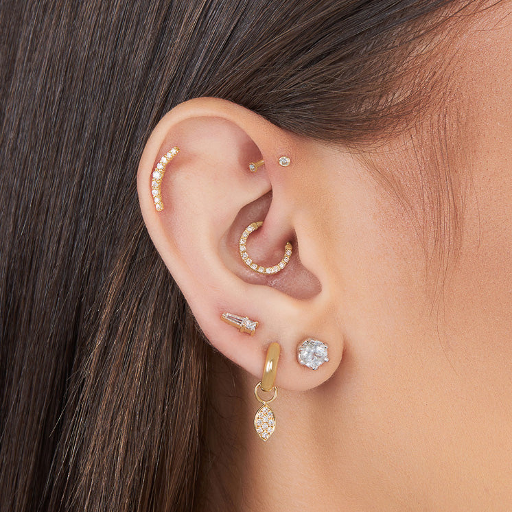 Brinco Solitário Topázio Branco 6mm