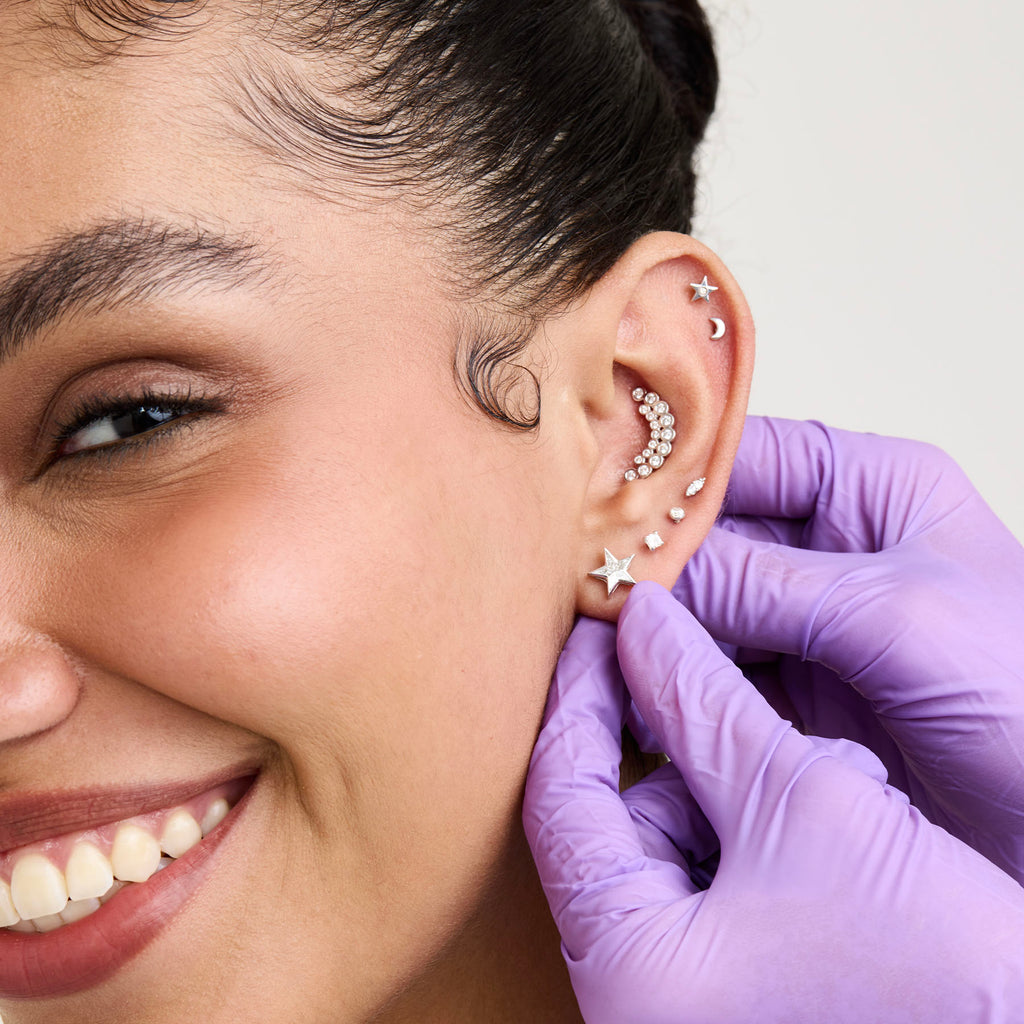 Piercing Bold Cluster Ouro Amarelo Diamante