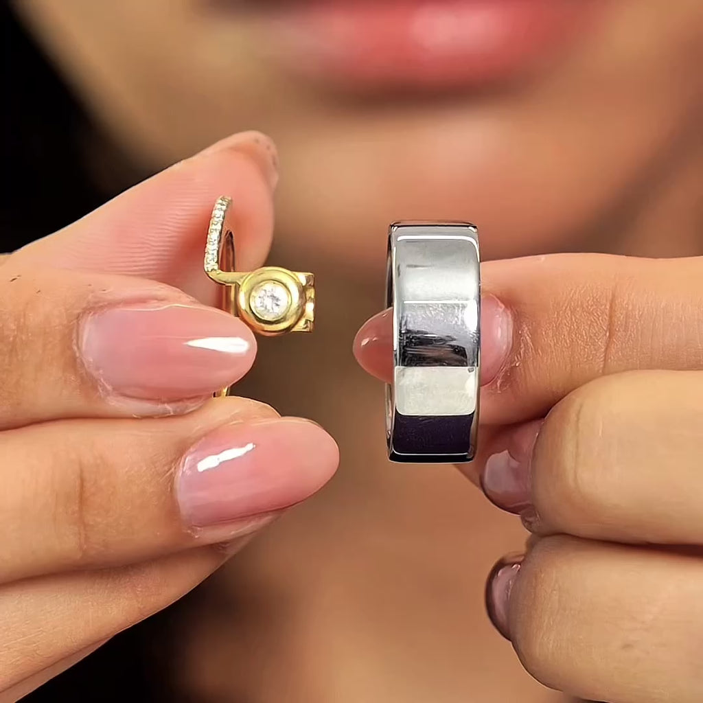 Oura Ring Jacket Ponto de Luz Pavê Ouro Amarelo