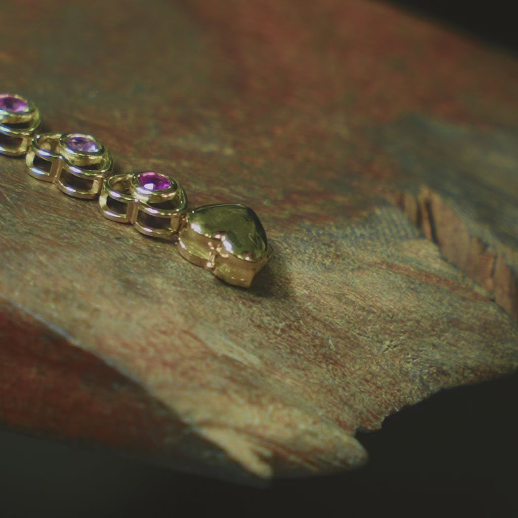 Pulseira Rainbow Heart Ouro Amarelo Multipedras